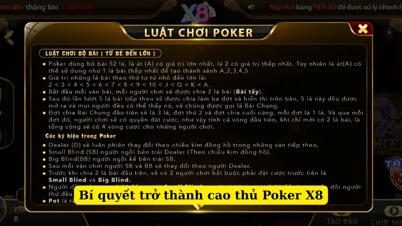 Bí quyết trở thành cao thủ Poker X8